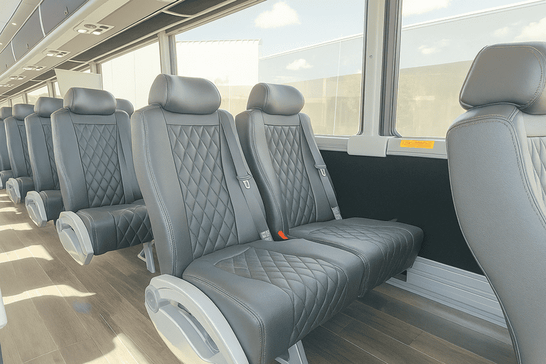 interior of Antioch Coach Bus Service charter bus