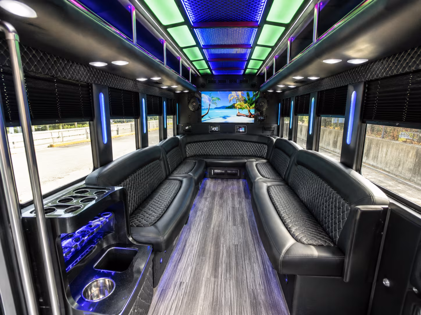 antioch 18 passenger party bus inside