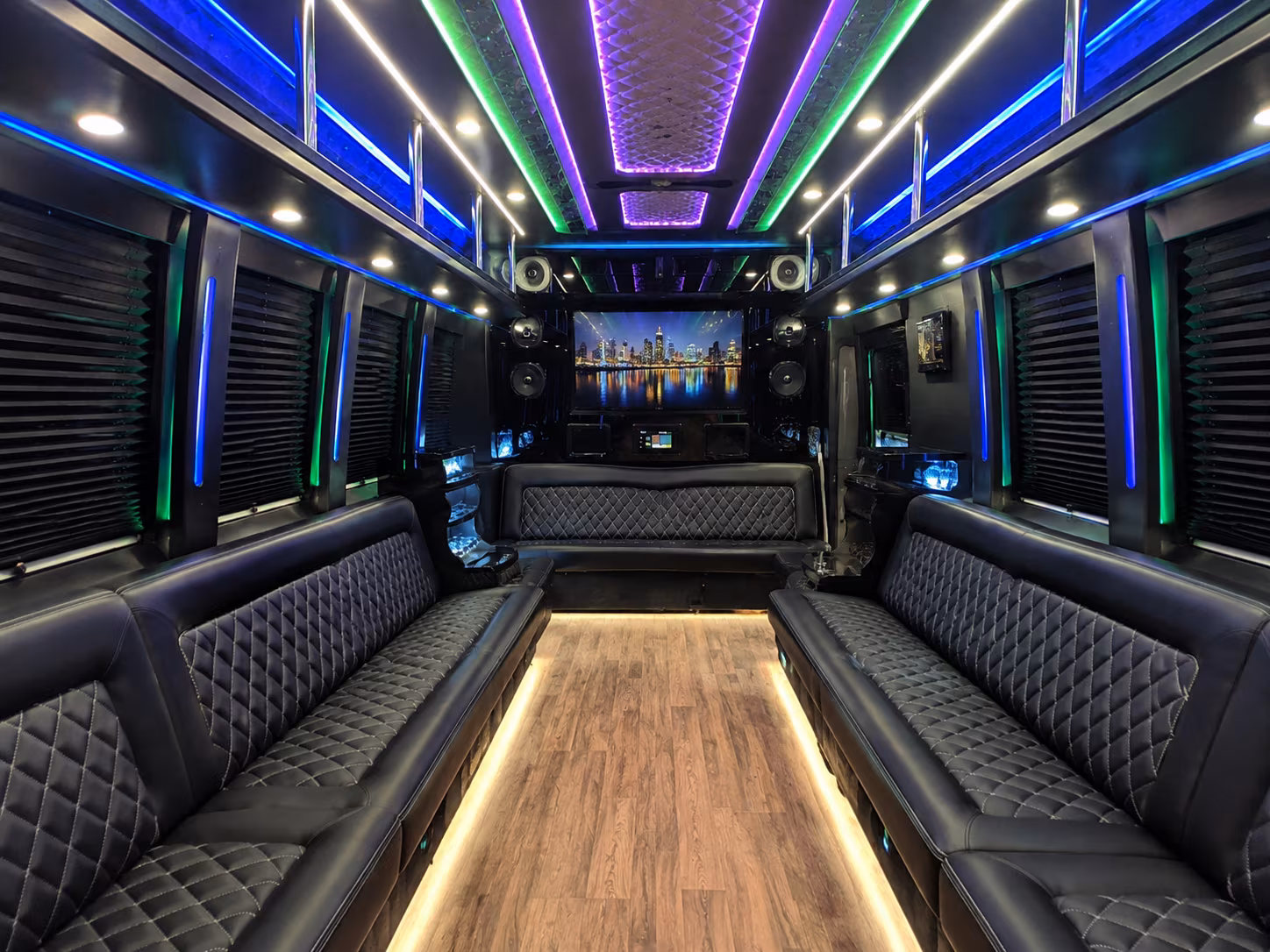 antioch 25 passenger party bus interior