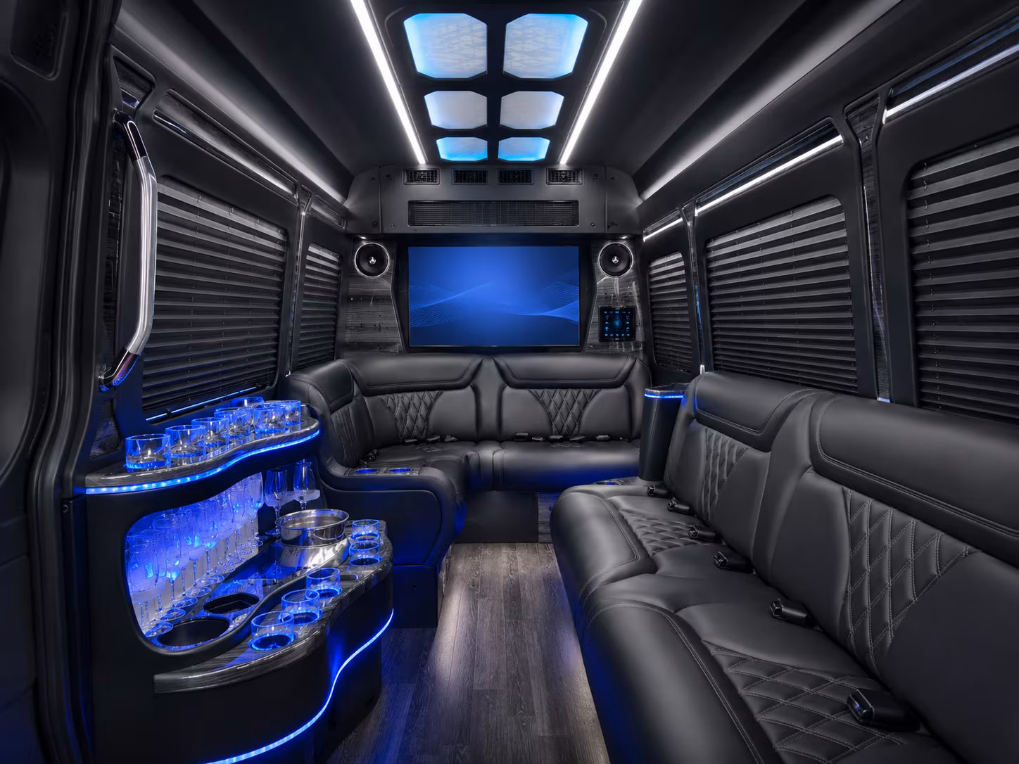 antioch 28 passenger party bus inside