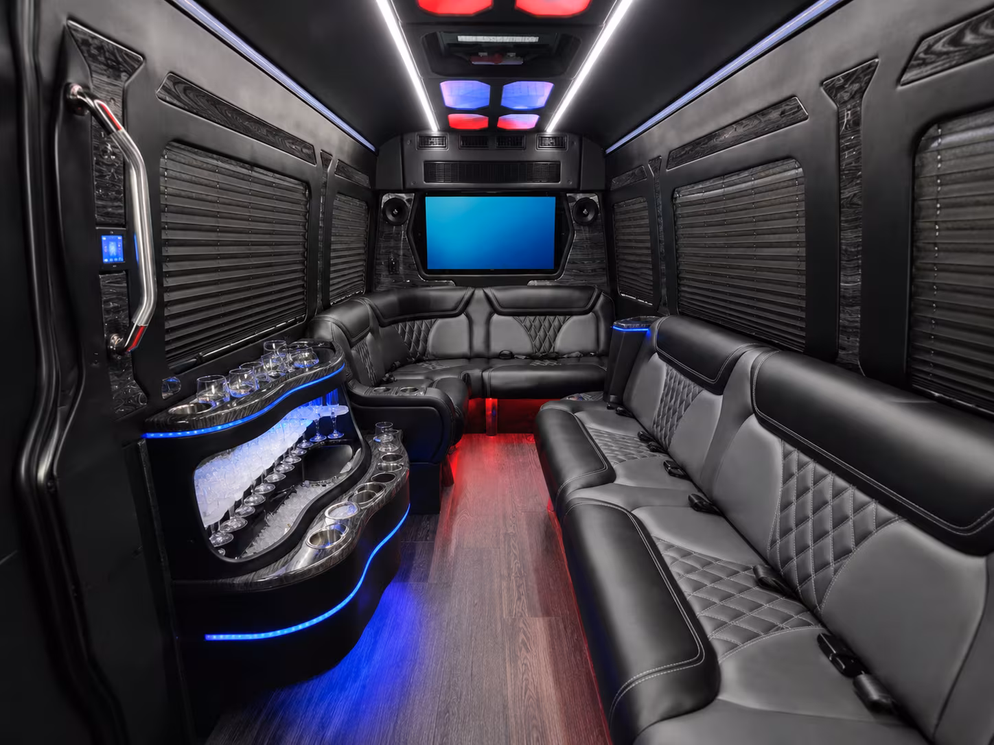 antioch 50 passenger party bus inside